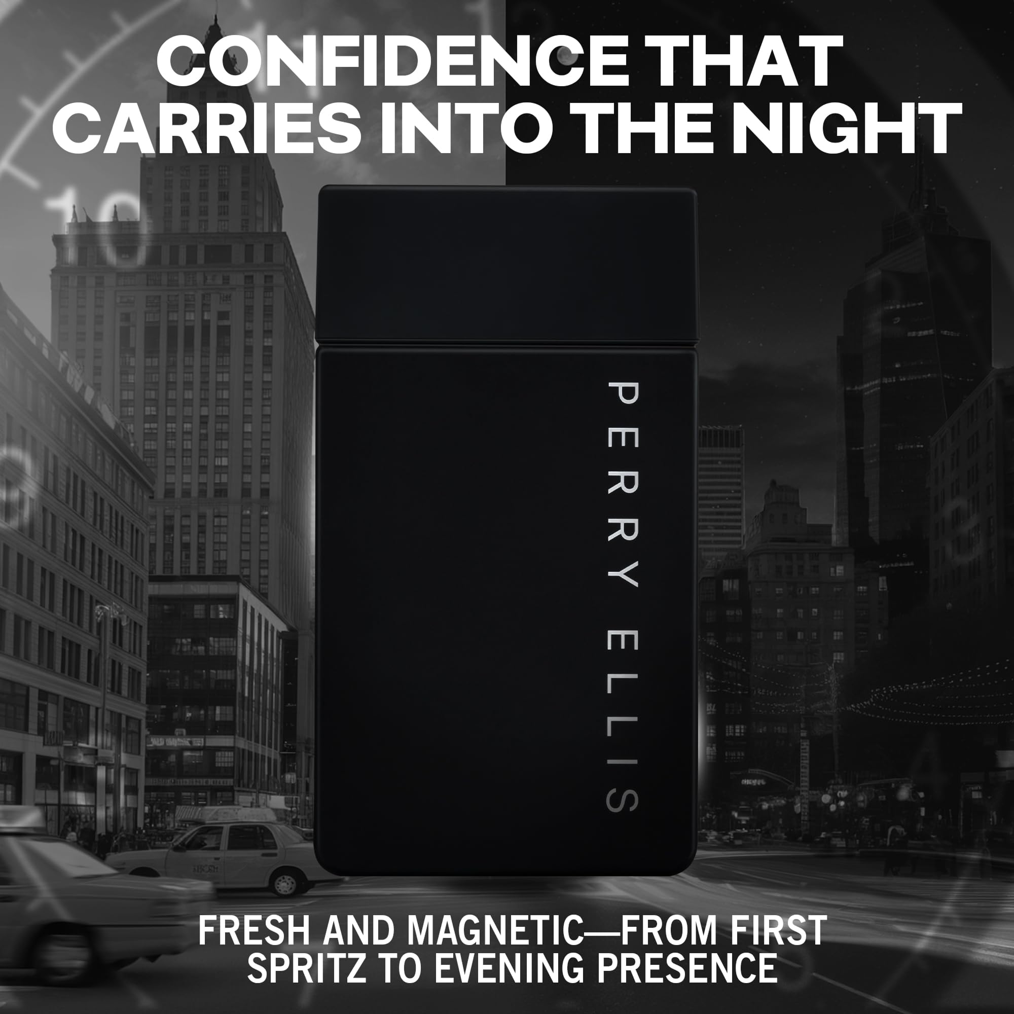 Perry Ellis Midnight atomizer close-up demonstrating fine mist and easy application