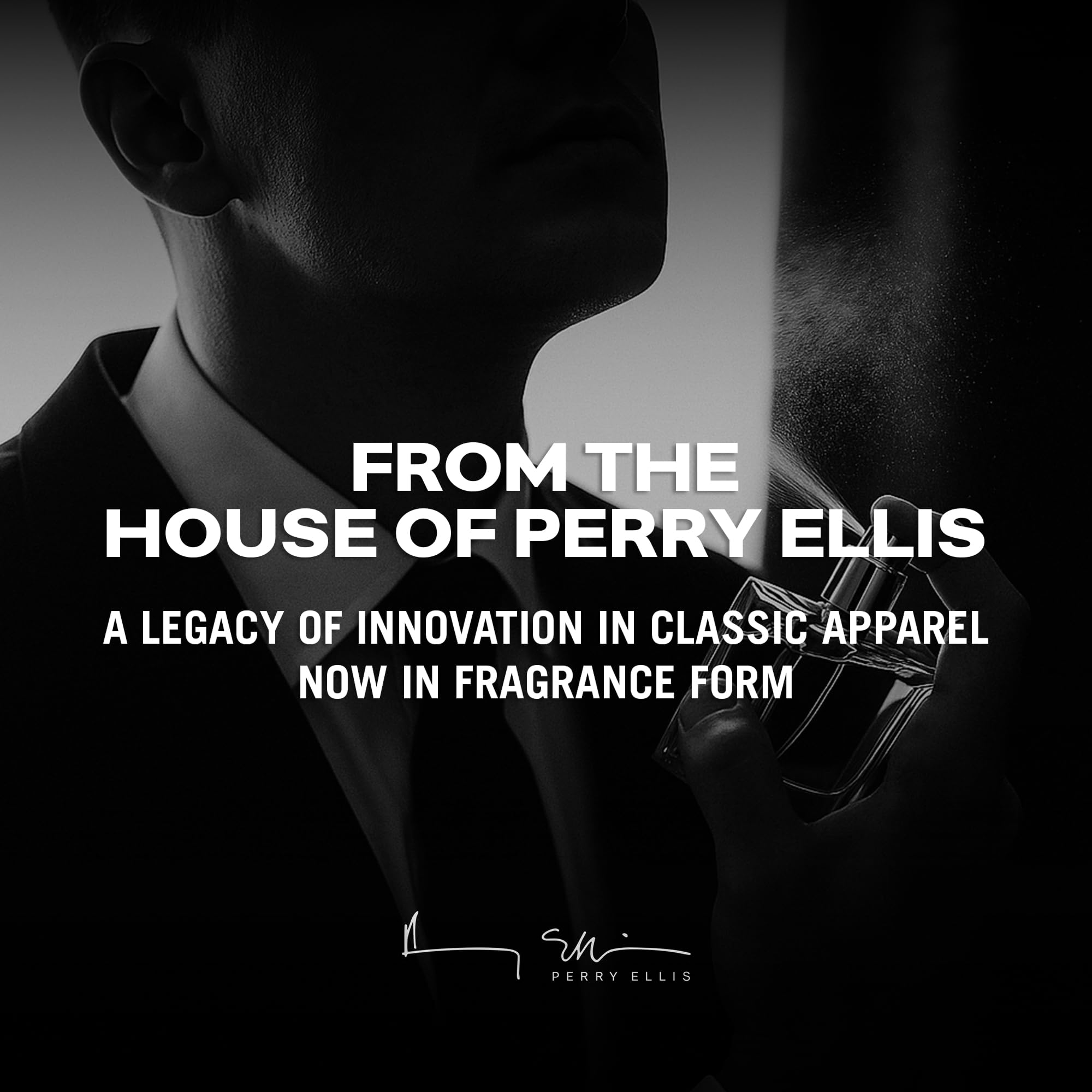 Perry Ellis Midnight lifestyle shot with man wearing evening outfit, confident appeal