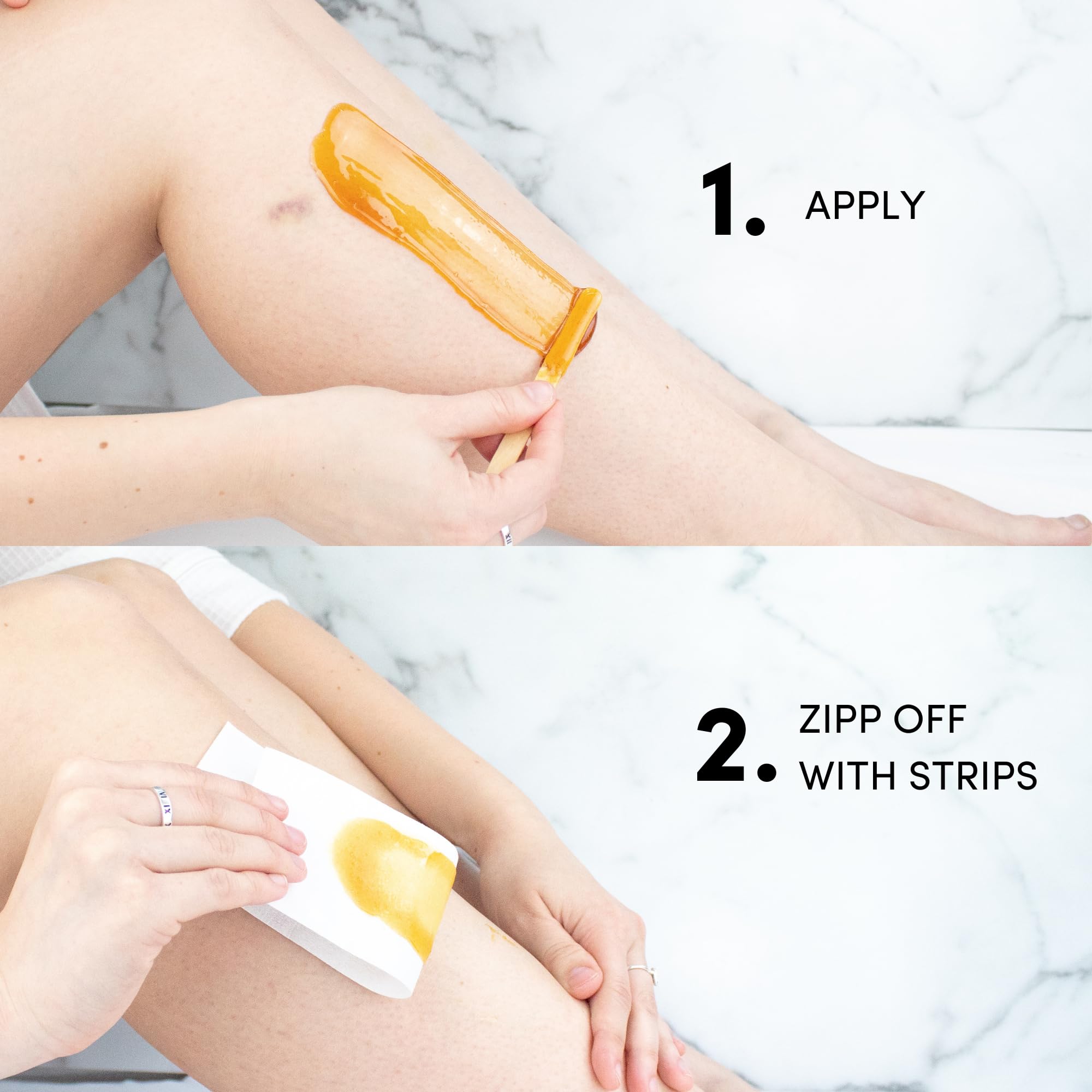 Applying Persian cold wax with wooden spatula for precise, gentle coverage