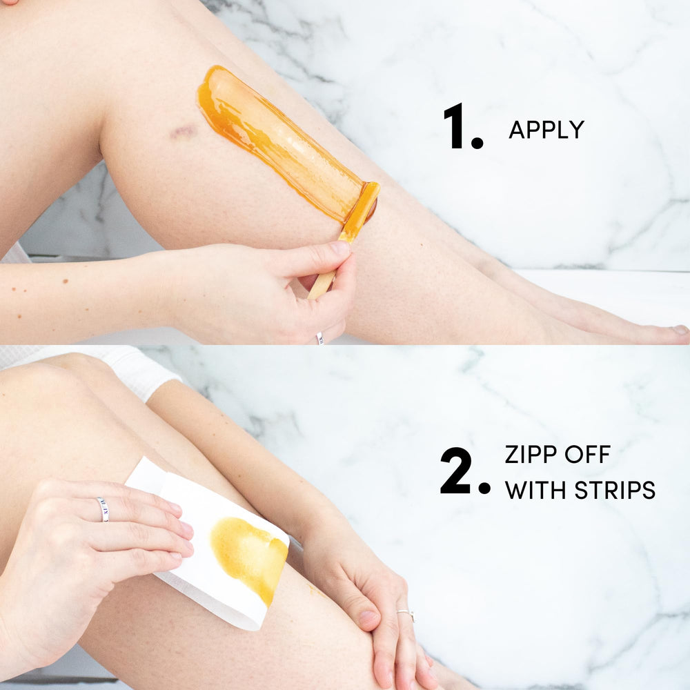 Applying Persian cold wax with wooden spatula for precise, gentle coverage