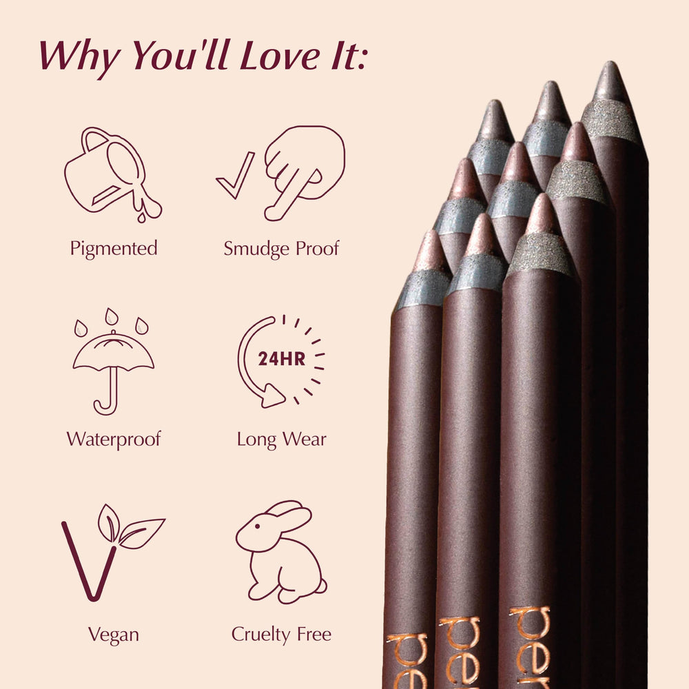 PERSONA bronze pencil lid off showing label and ingredient callouts for clarity