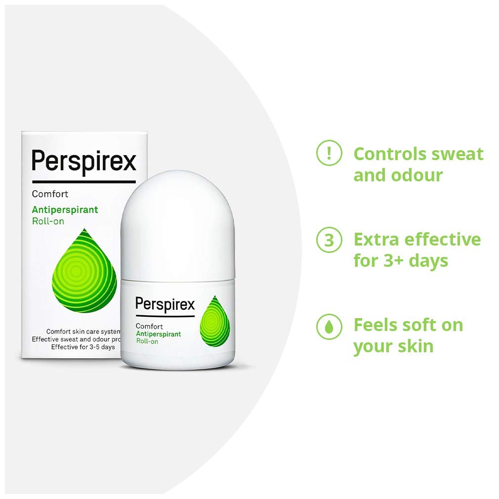 Perspirex label detail highlighting ingredients and soothing benefits