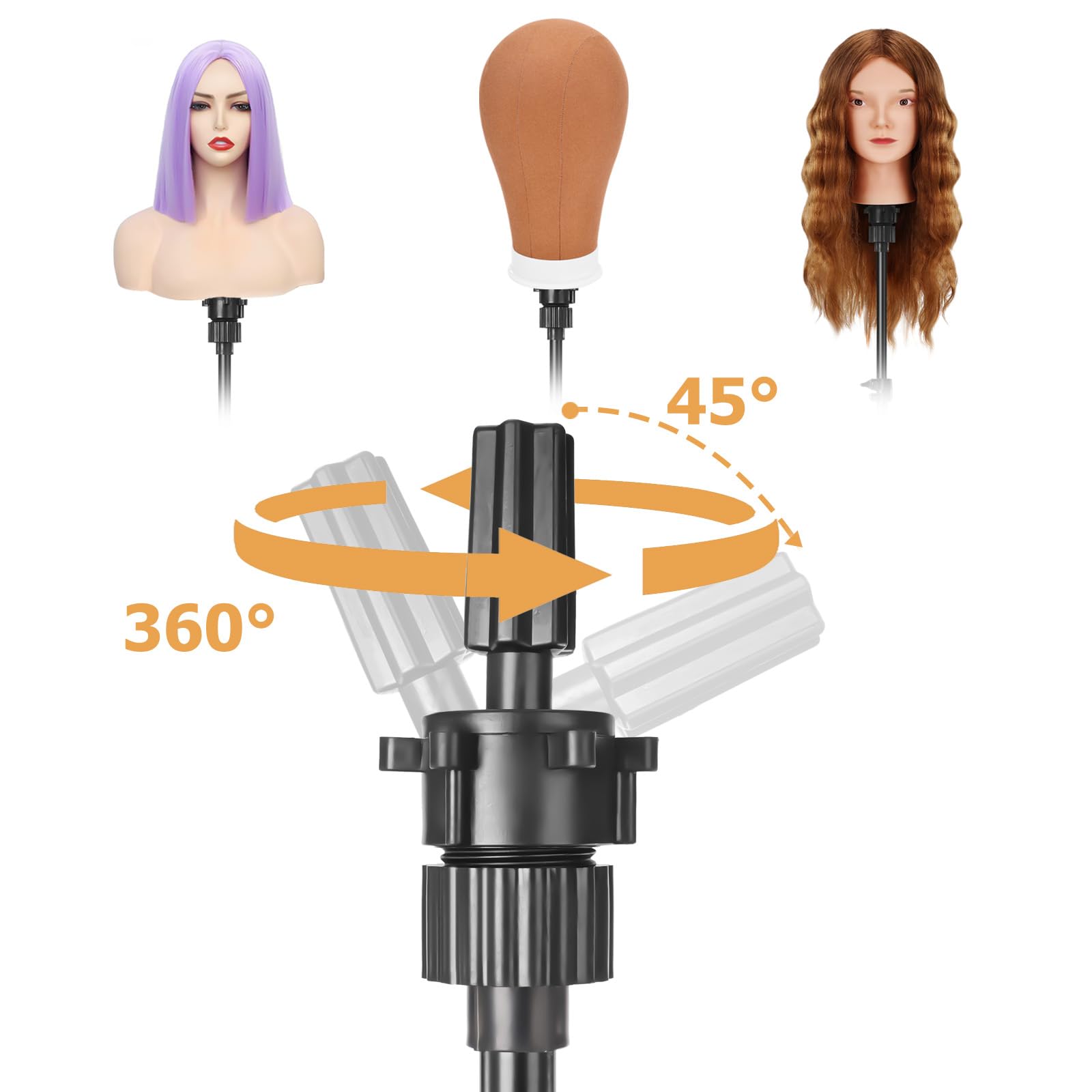 Pet Baby close-up of top mount showing secure fit for mannequin and canvas heads