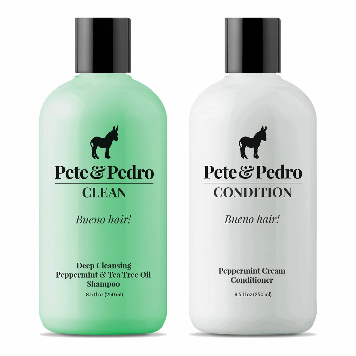Pete & Pedro front packaging showing both bottles, highlights product clarity