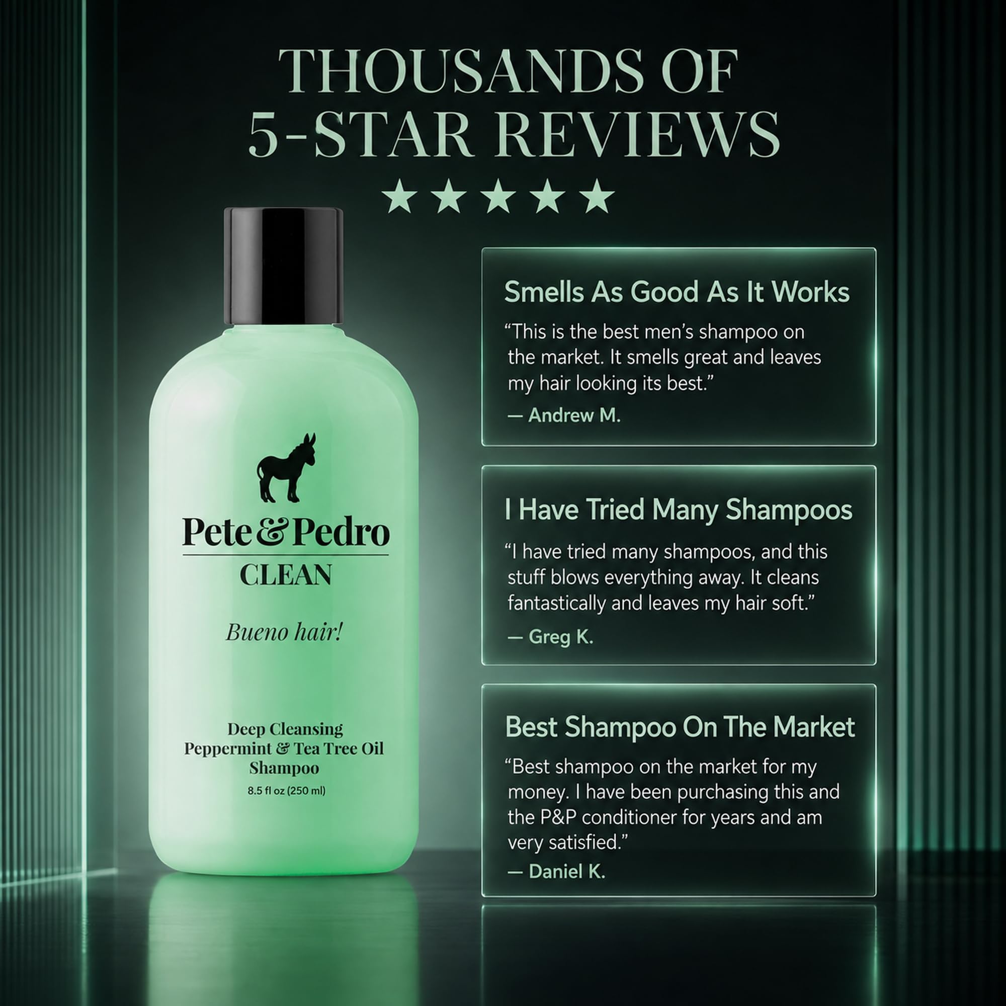 Ingredient visual of tea tree and peppermint oils used in Pete & Pedro Clean formula