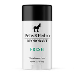 Pete & Pedro front packaging shows clean aluminum-free deodorant benefit