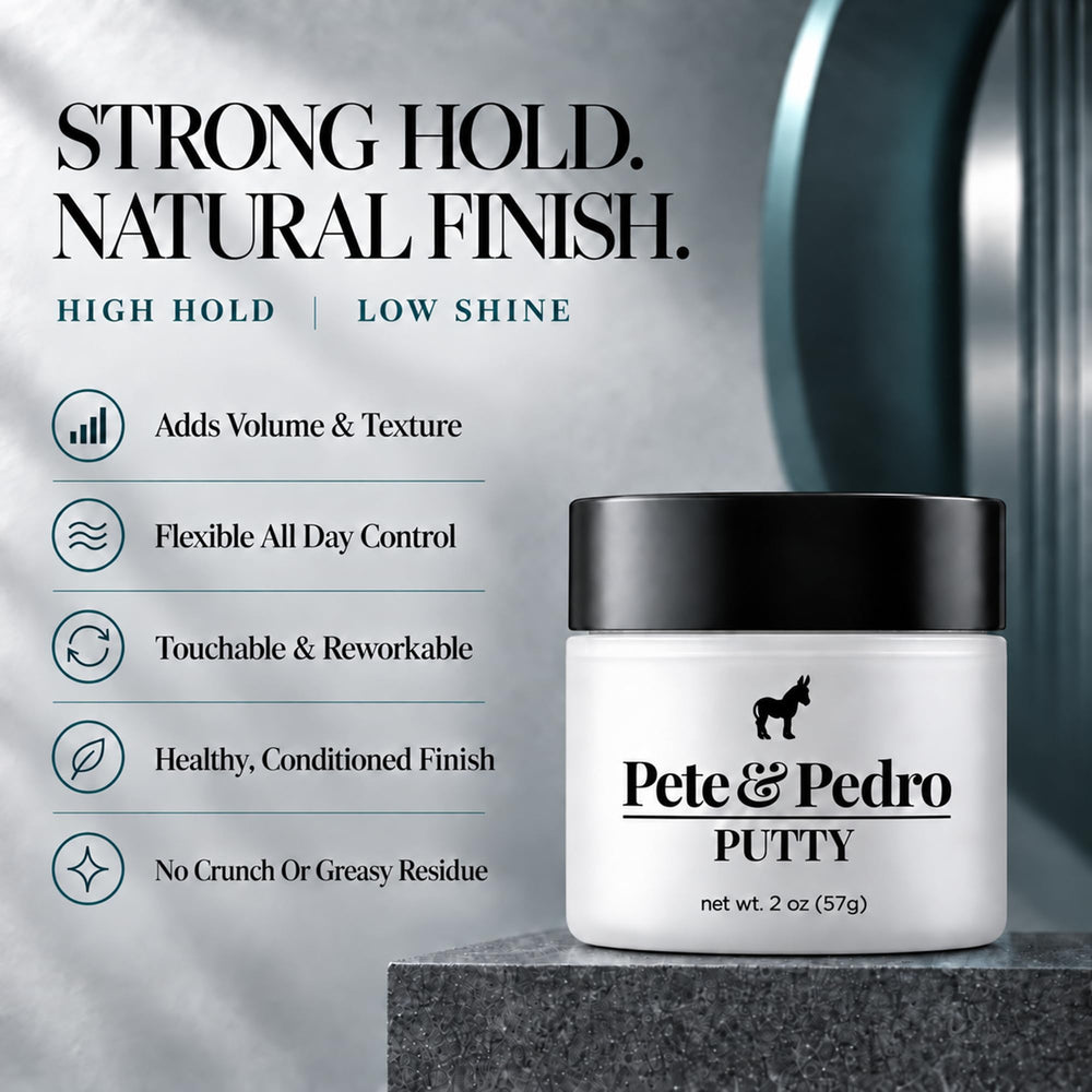Pete & Pedro open jar close-up revealing creamy putty texture and control