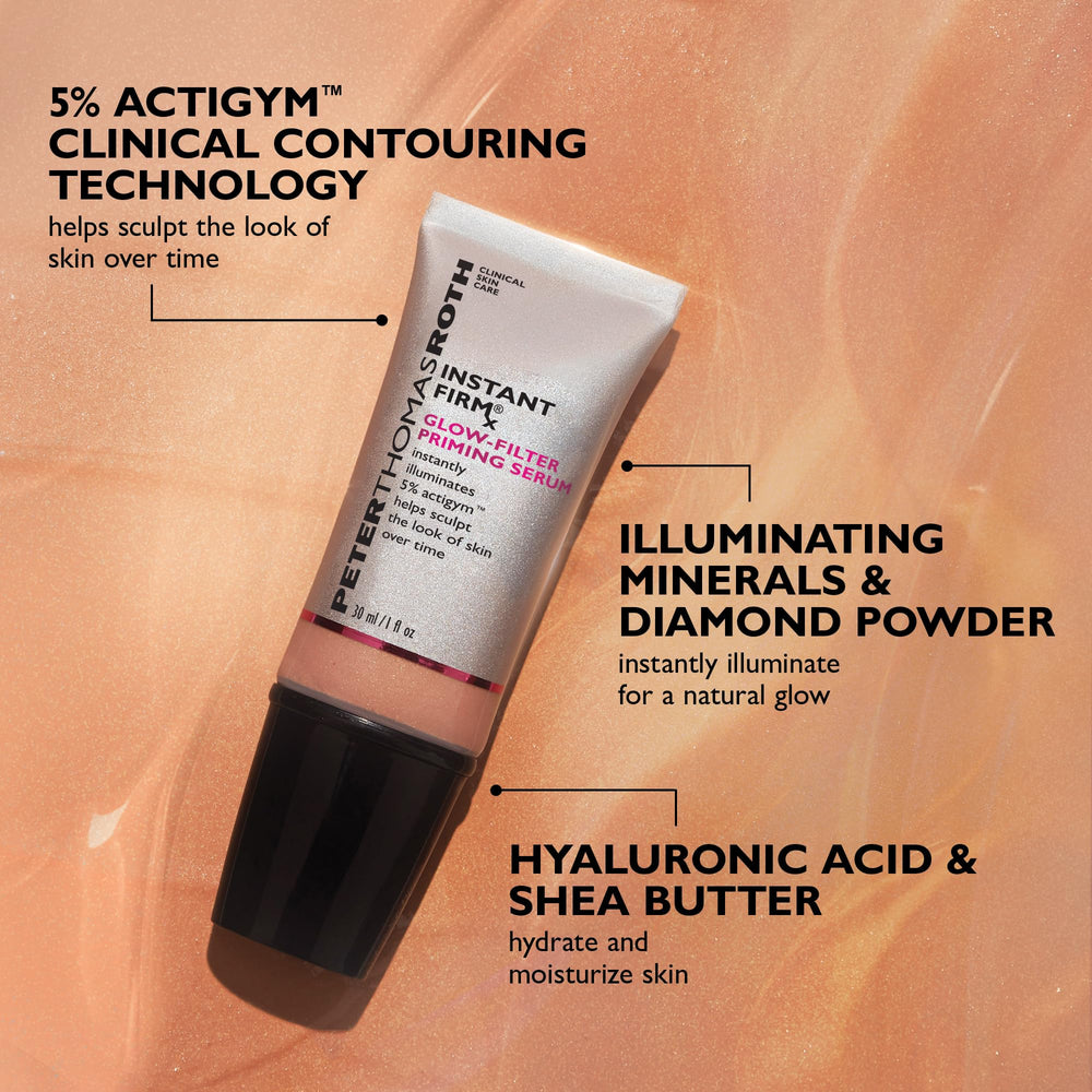 Peter Thomas Roth applying serum to cheek and jawline for visible contouring