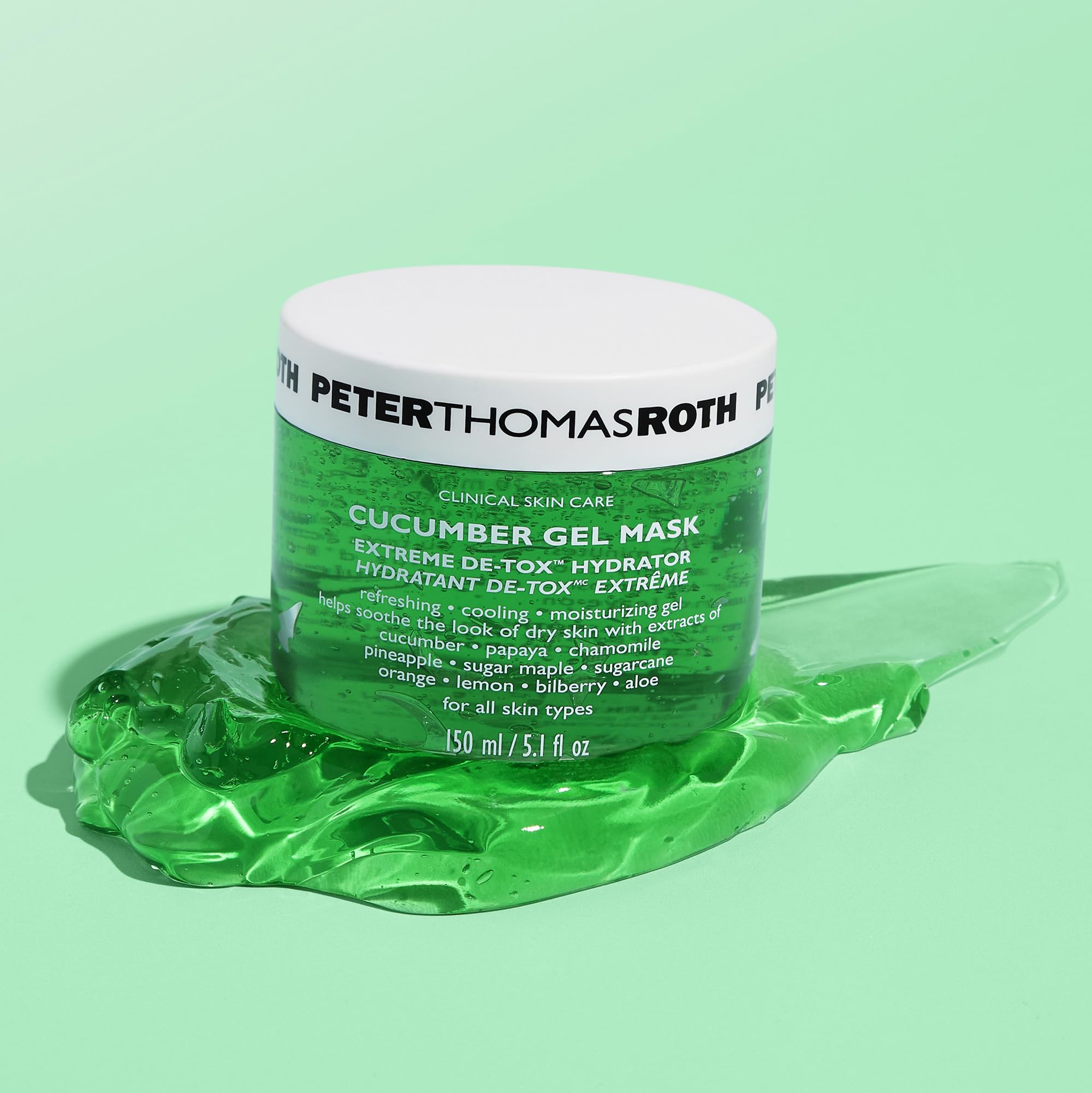 Peter Thomas Roth mask being applied under eye to reduce visible puffiness