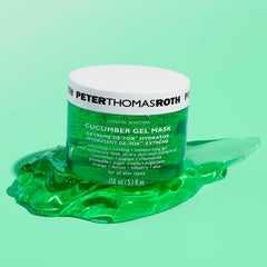 Peter Thomas Roth mask being applied under eye to reduce visible puffiness