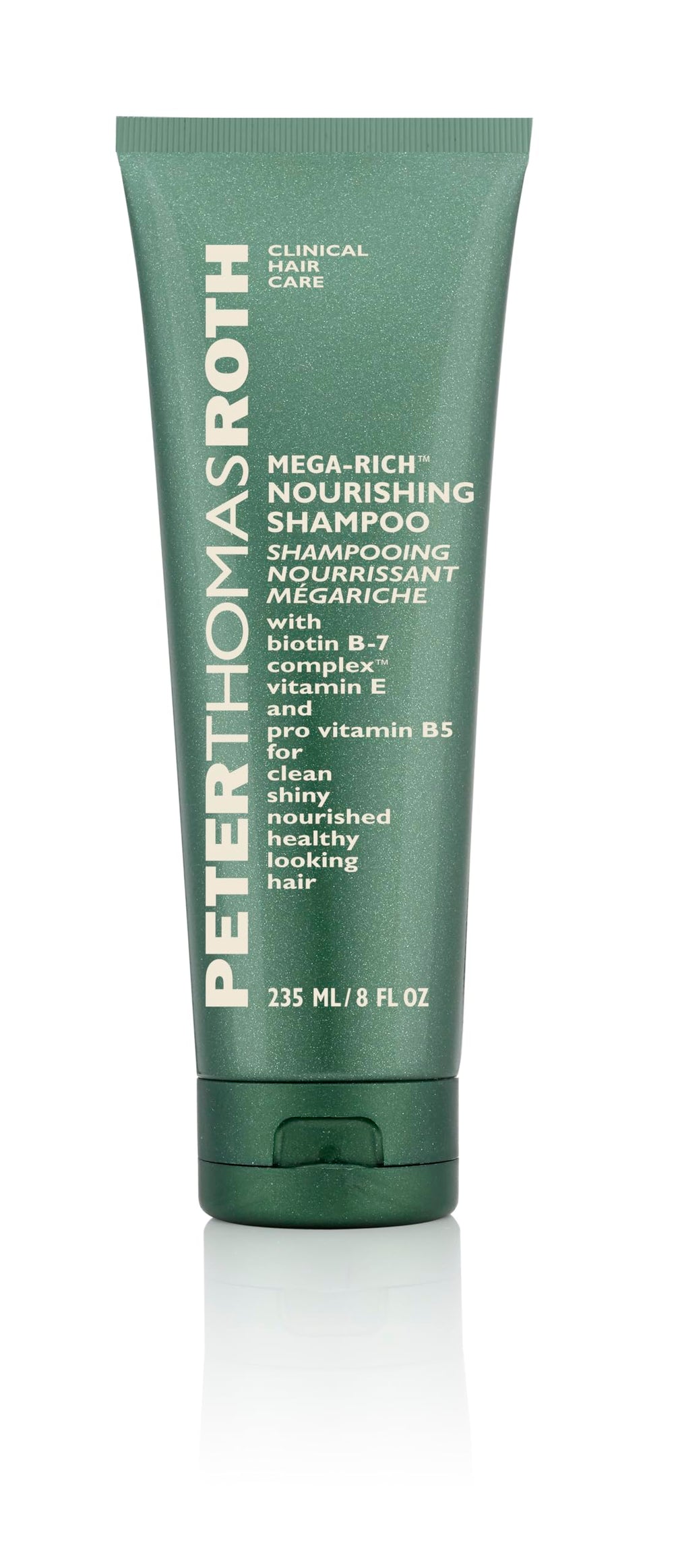 Peter Thomas Roth front bottle shot showing label and nourishing shampoo benefits
