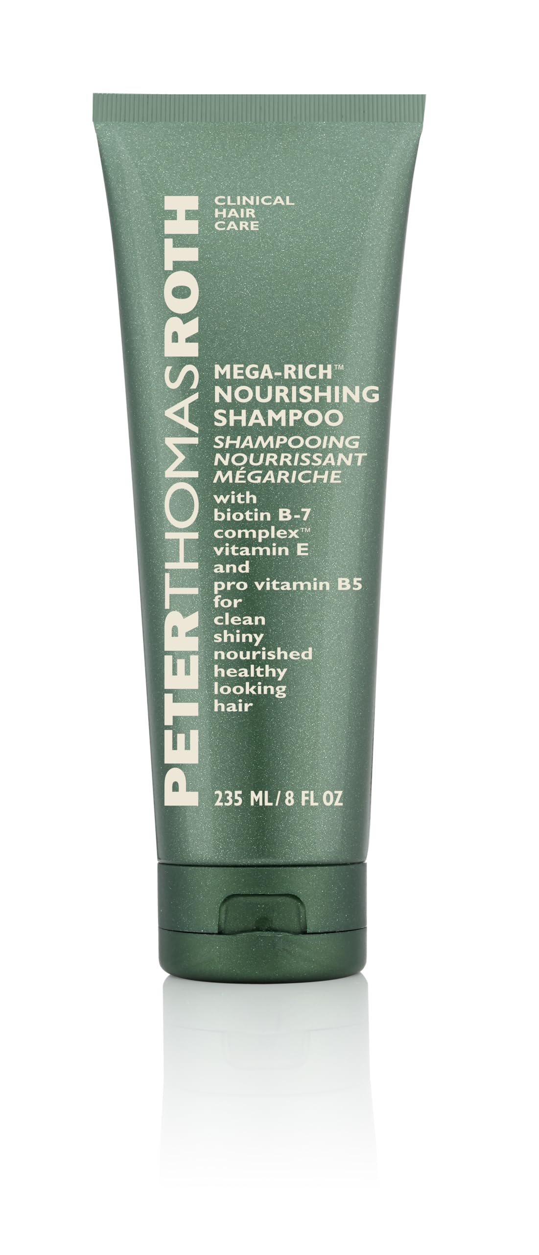 Peter Thomas Roth front bottle shot showing label and nourishing shampoo benefits