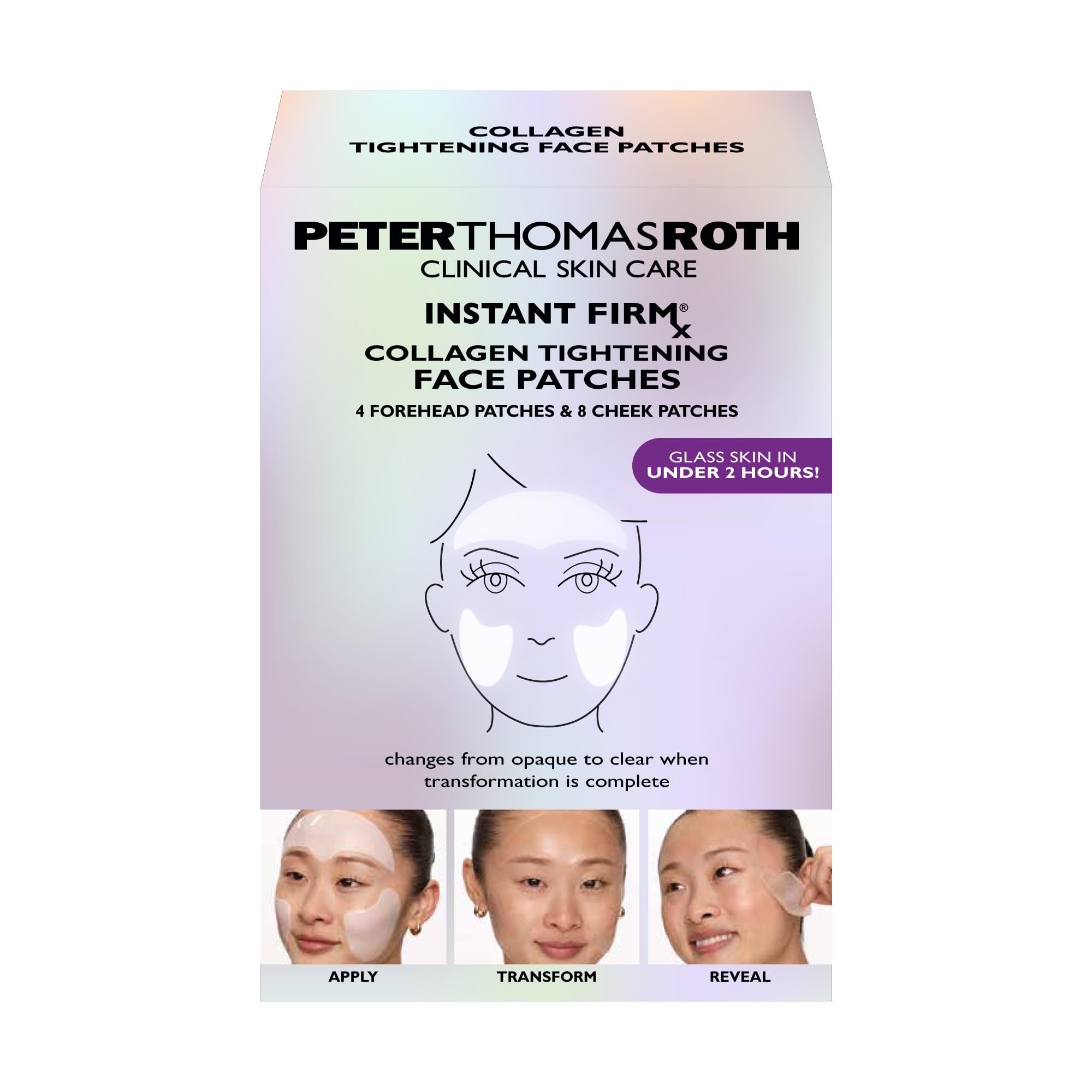 Peter Thomas Roth patch on forehead close-up demonstrating secure fit benefit