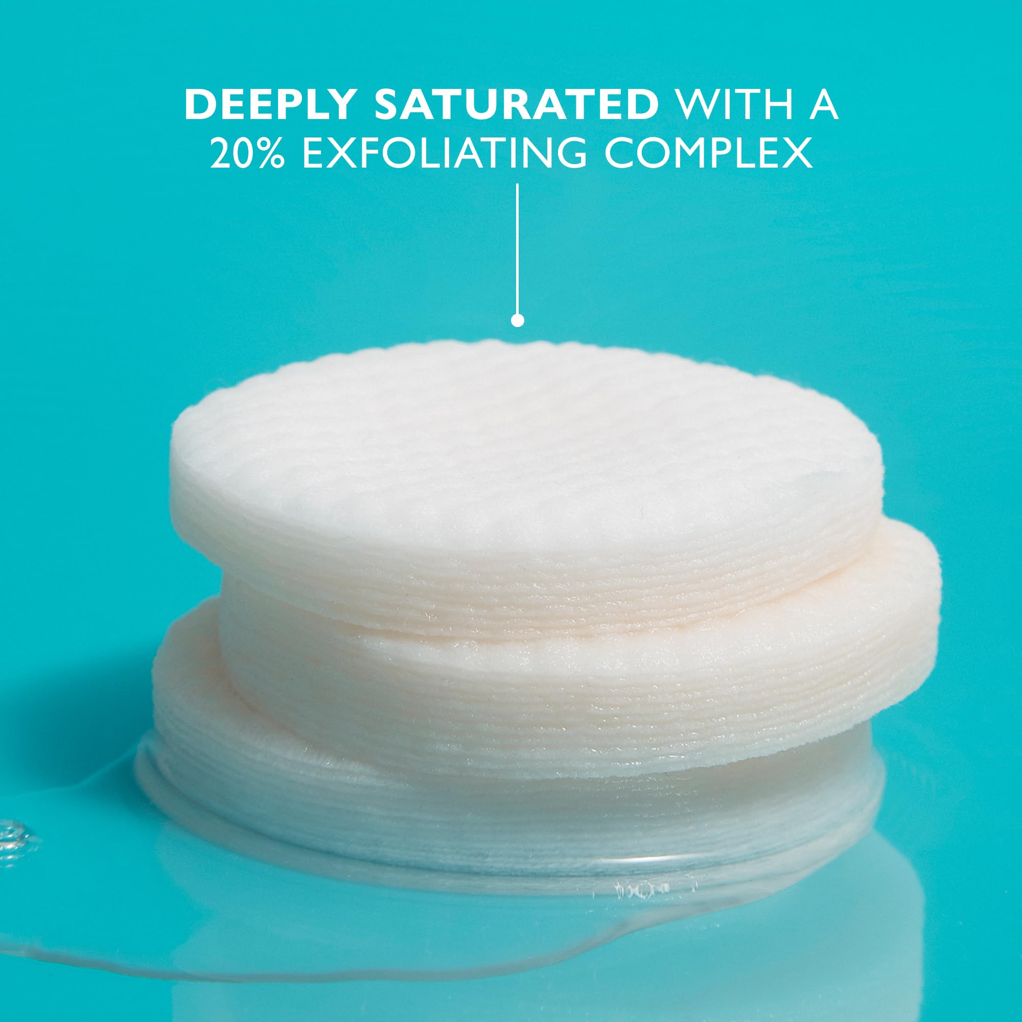 pad being applied to cheek demonstrating gentle exfoliation and smoothing