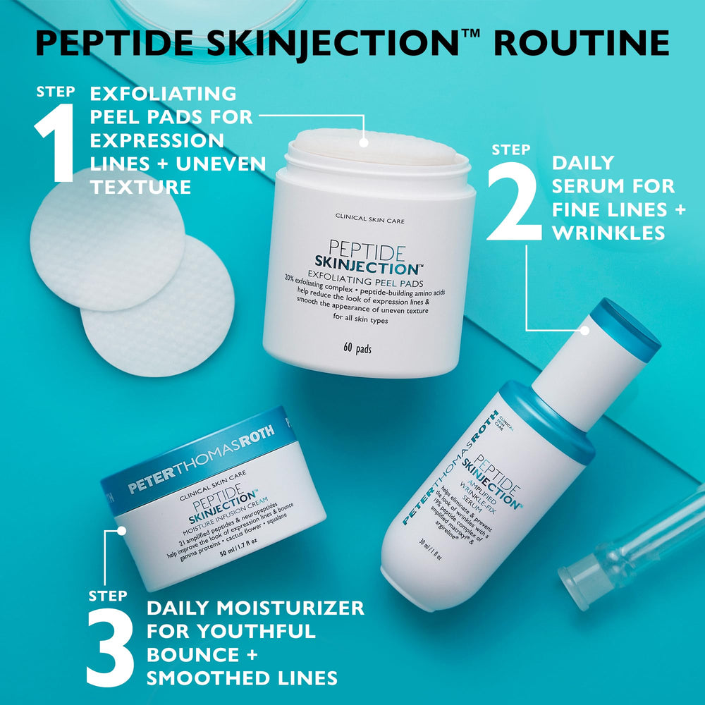 lifestyle bathroom shelf with Peter Thomas Roth pads for daily routine