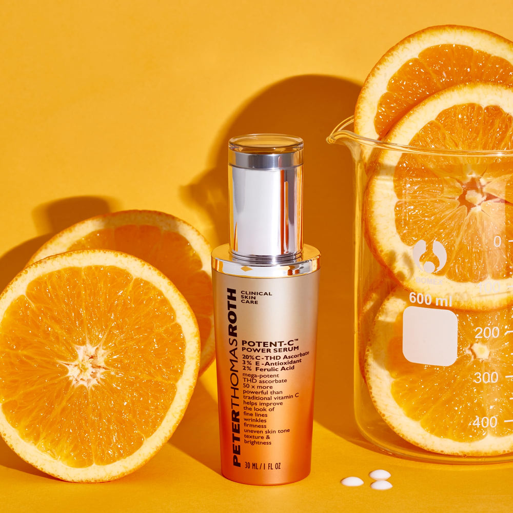 Peter Thomas Roth box and bottle styled in lifestyle setting for regimen inspiration