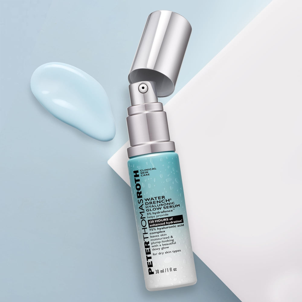 Peter Thomas Roth ingredient layout with hyaluronic and malachite benefits visible