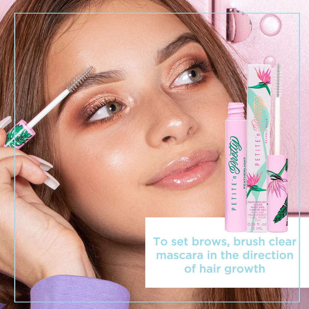 Petite 'n Pretty brow application demo showing groomed arches benefit: natural hold