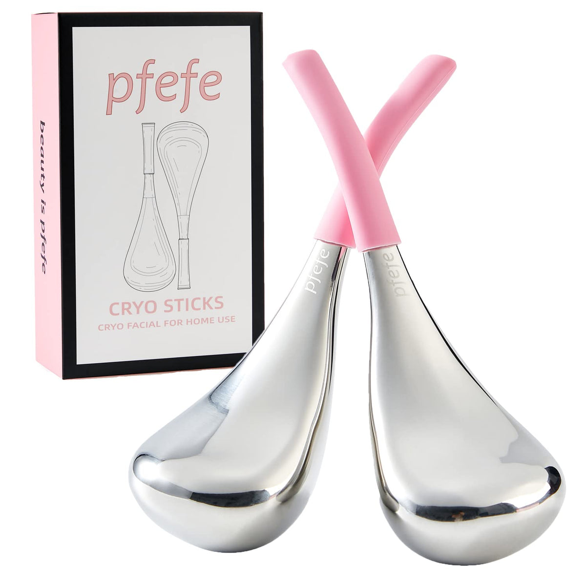 pfefe front packaging showing two cryo sticks and case for easy storage