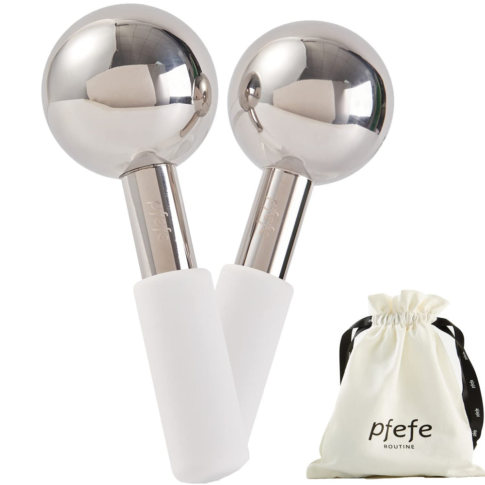 pfefe front view showing two ice globes and pouch, highlights durability