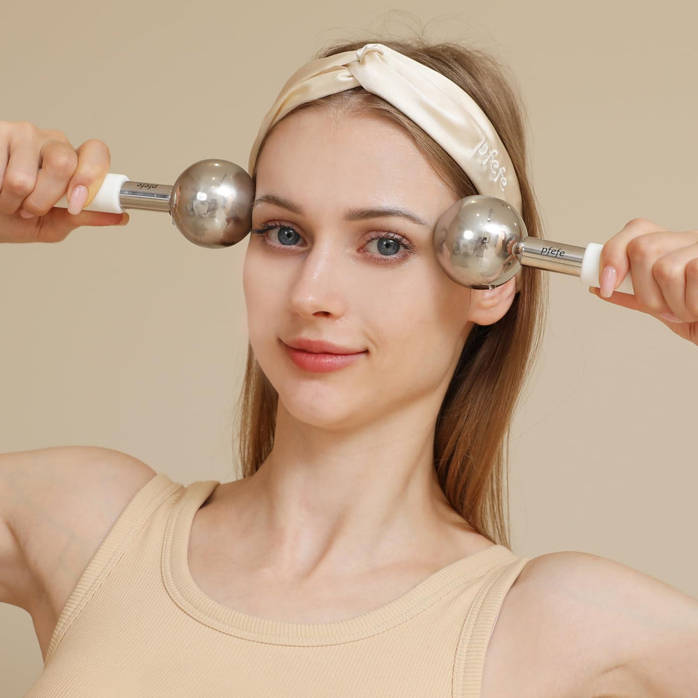 pfefe globes gliding over serum on cheek, improves product absorption