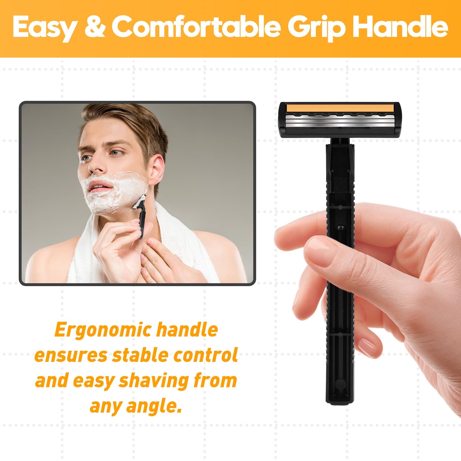 Phafaloop razors arranged in bathroom setting ideal for hotels and gyms