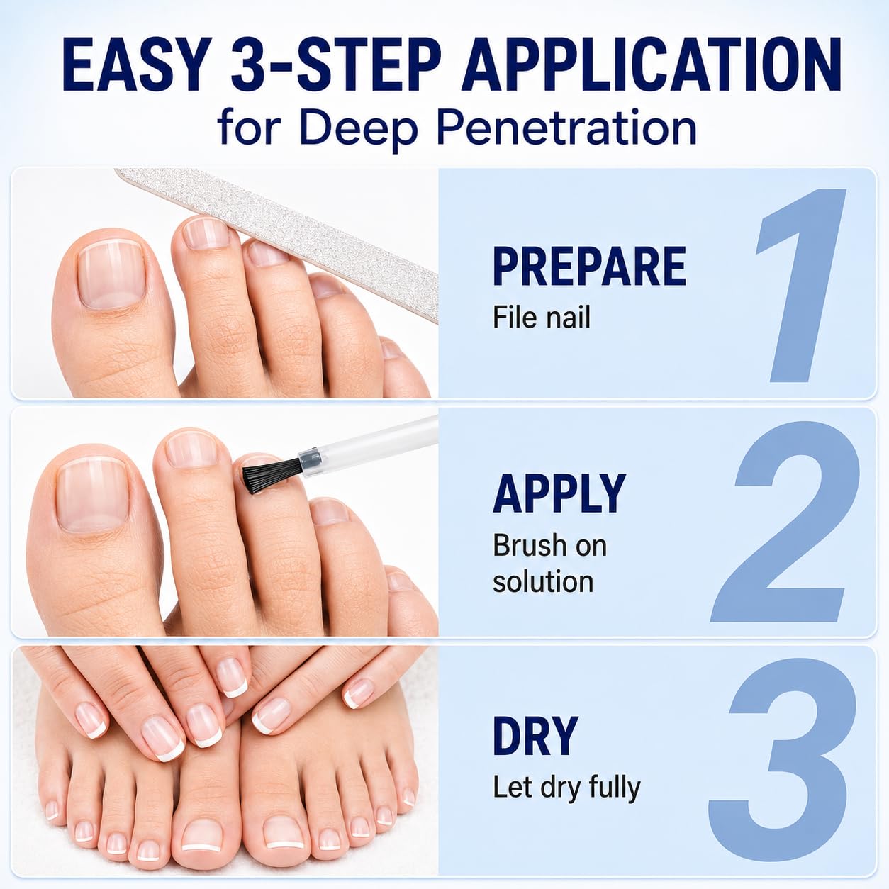 PHARMBANNER brush applying solution to a toenail showing controlled treatment