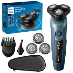 PHILIPS AquaTouch front view showing ergonomic grip and benefits