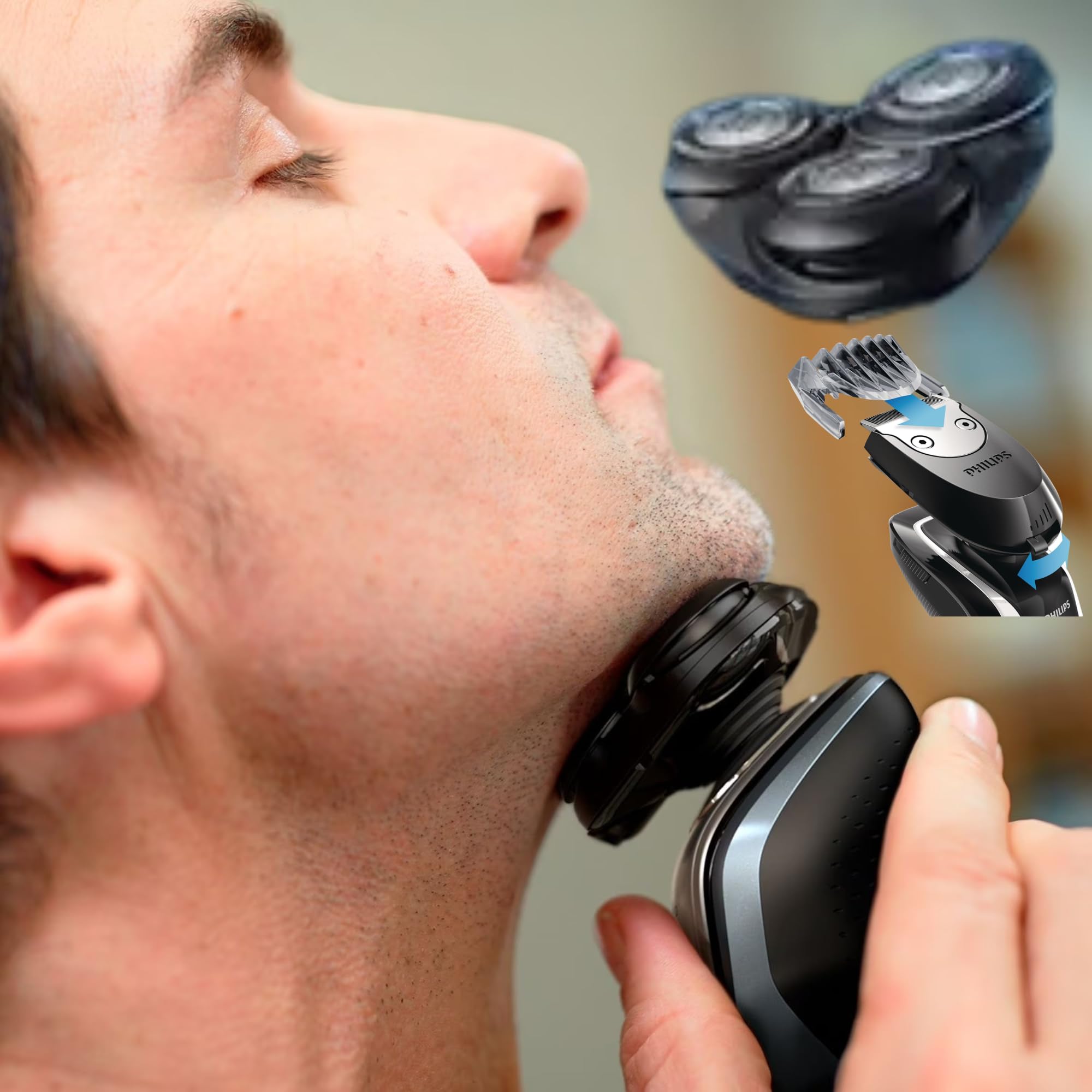 PHILIPS AquaTouch handheld size comparison showing travel‑friendly portability