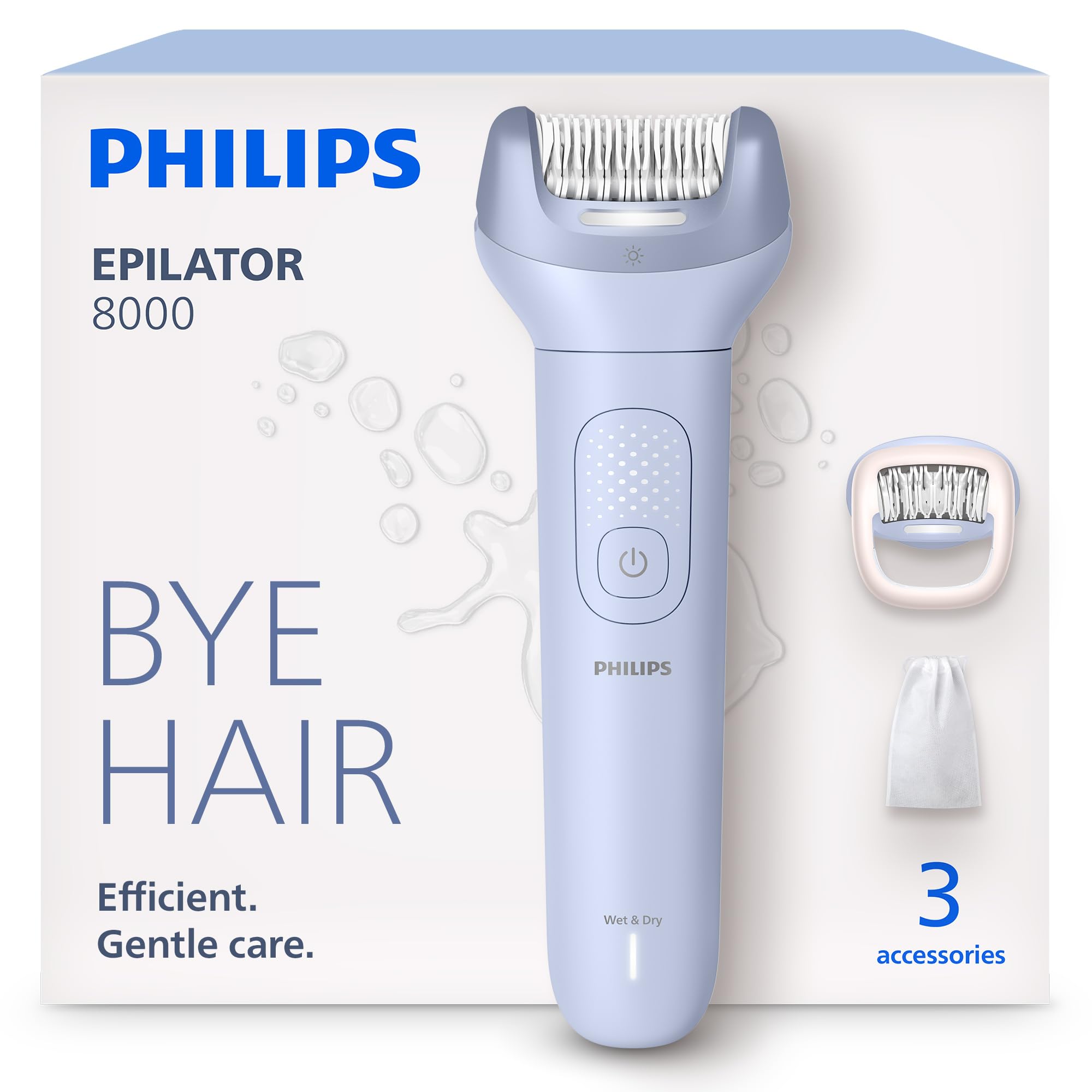 Philips Epilator Series 8000 front view showing ergonomic shape and matte finish for comfortable handling