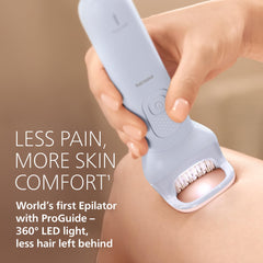 Close-up of 32 ceramic tweezers on Philips epilator illustrating gentle, hypoallergenic grip