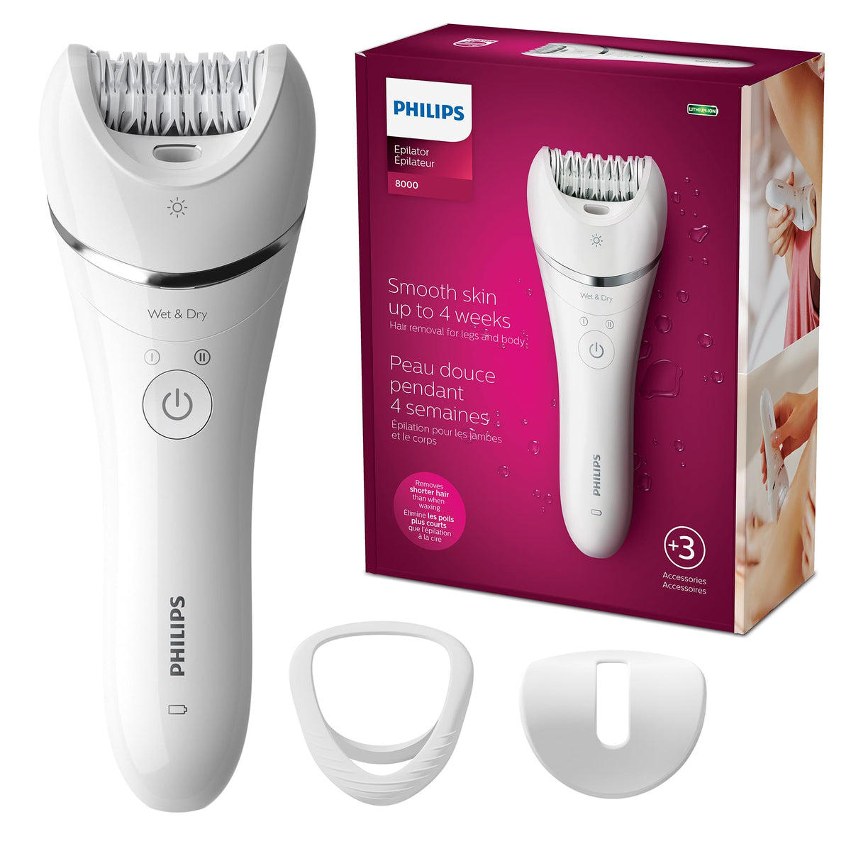 Norelco Philips Epilator front view showing ergonomic grip and portability