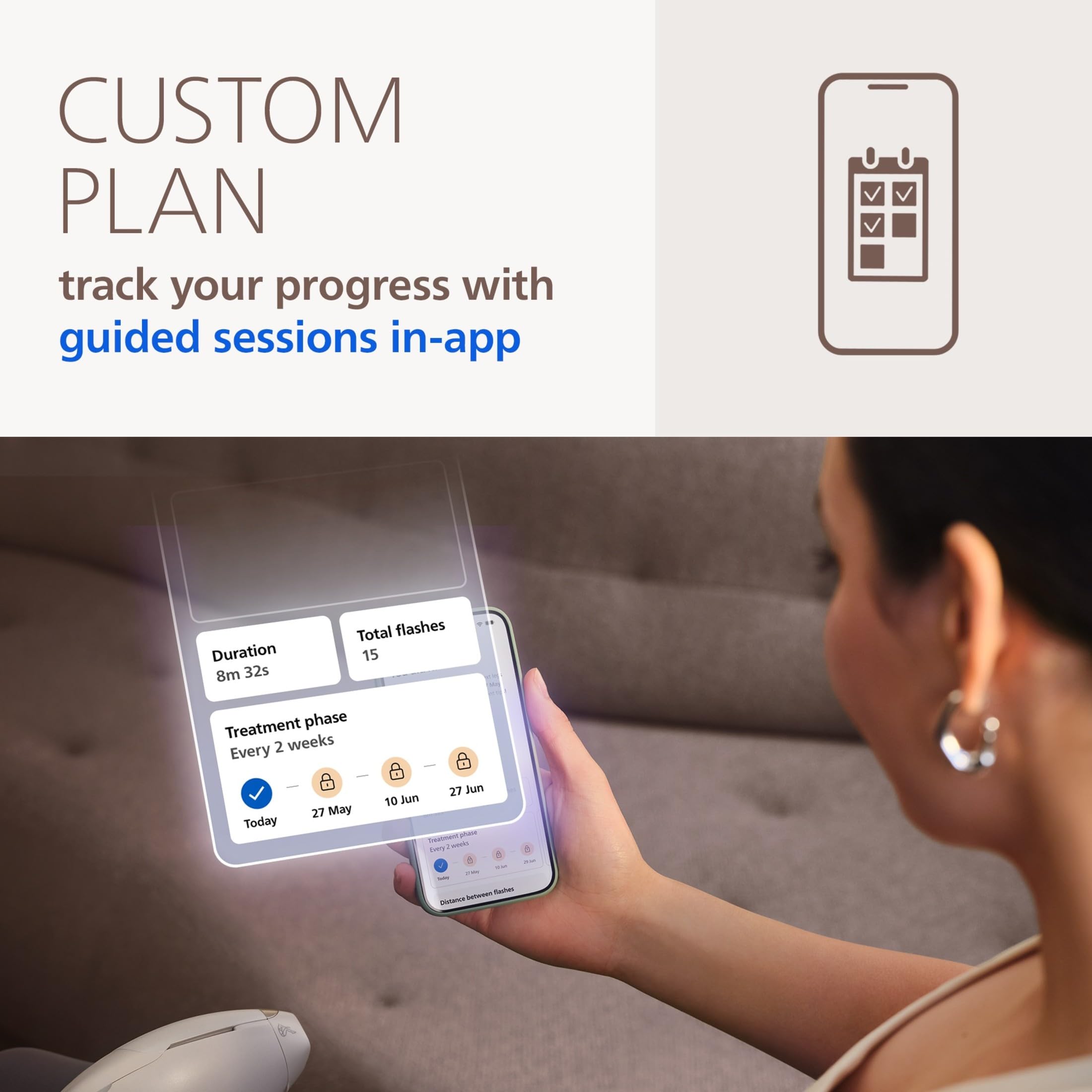 Philips Lumea being used on leg showing efficient full-body treatment