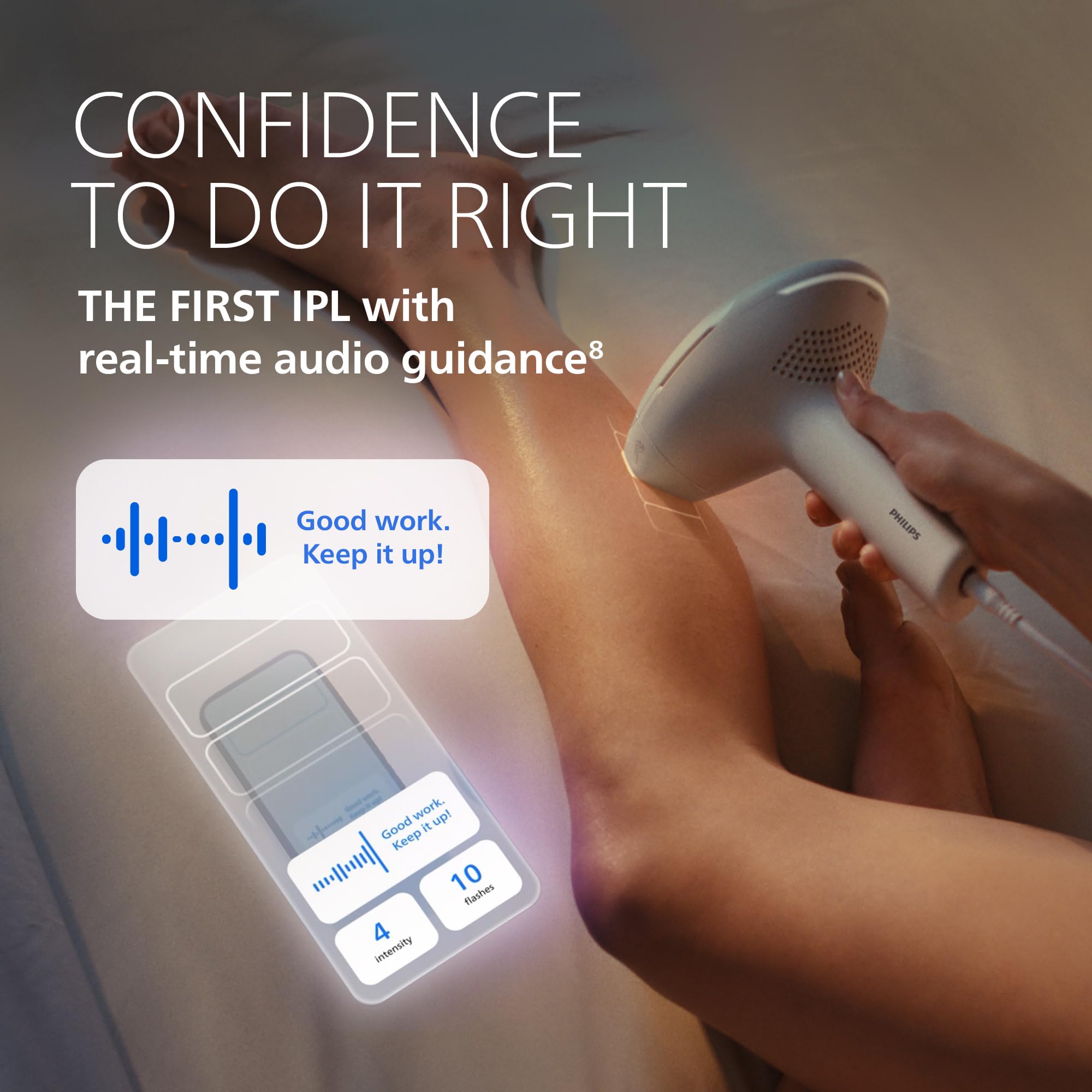 Philips Lumea close-up sensor showing SmartSkin for safer, personalized settings