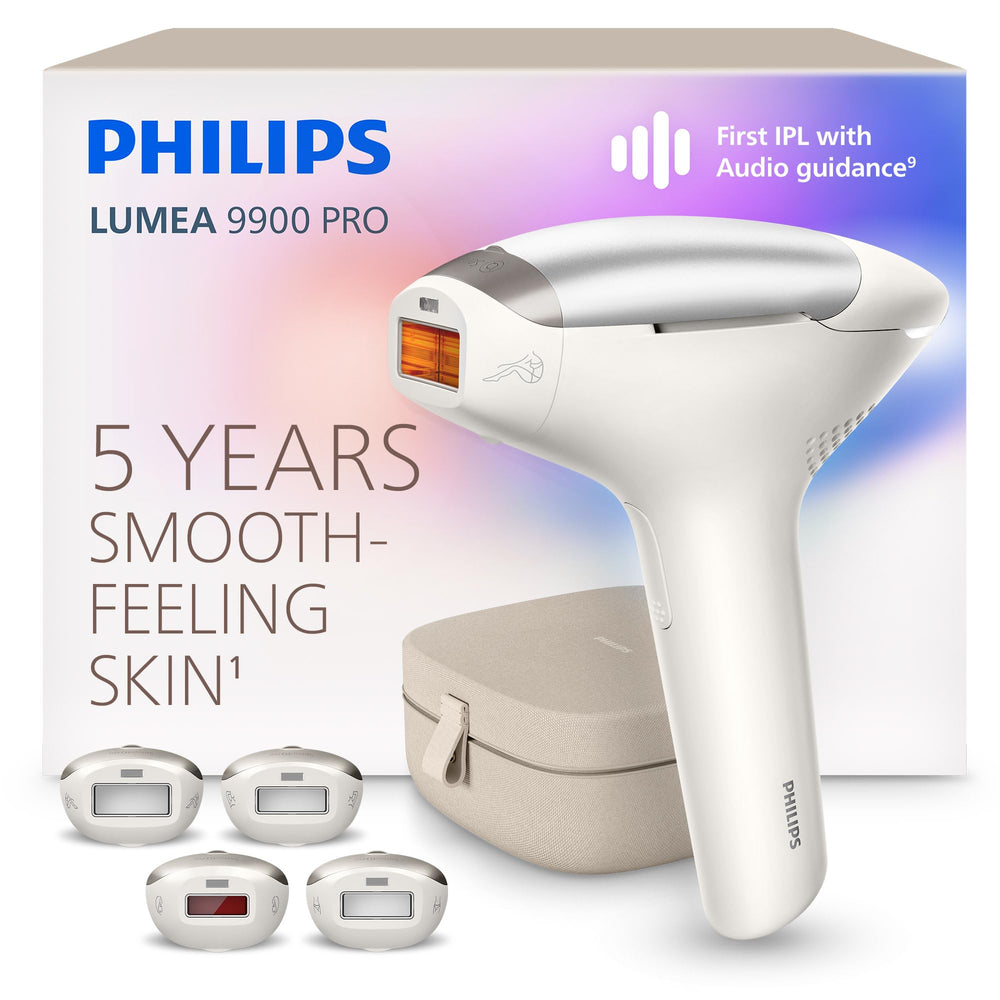 Philips Lumea front view showing compact handheld device and benefits for smooth skin