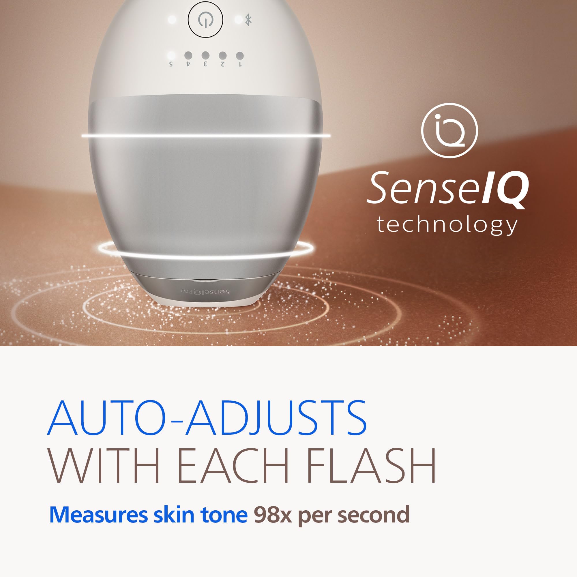 Philips Lumea next to hand for scale demonstrating ergonomic, easy-to-handle size