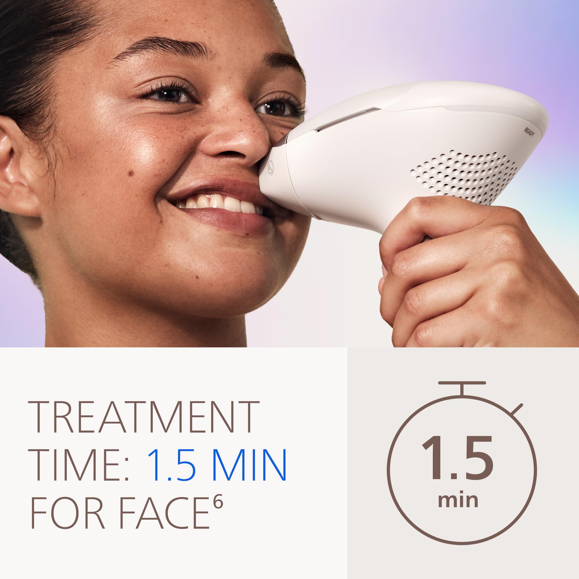 Philips Lumea underarm treatment shot highlighting quick, comfortable flash pulses