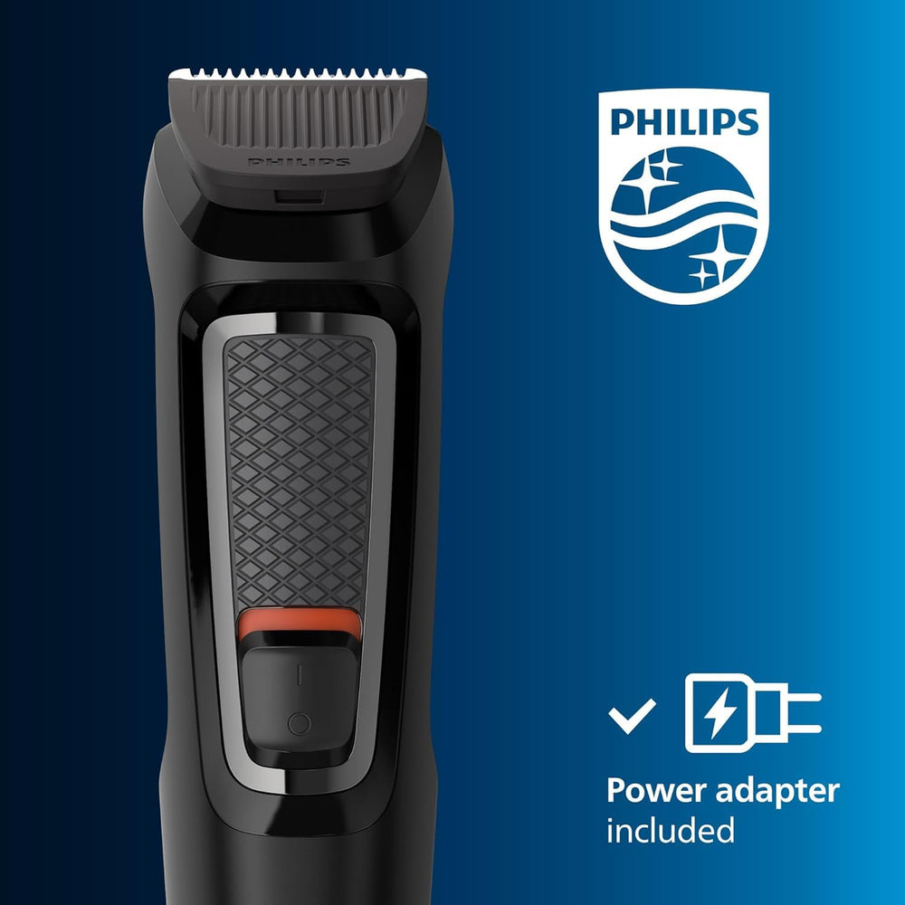 Philips Norelco on bathroom counter with mirror showing everyday grooming convenience