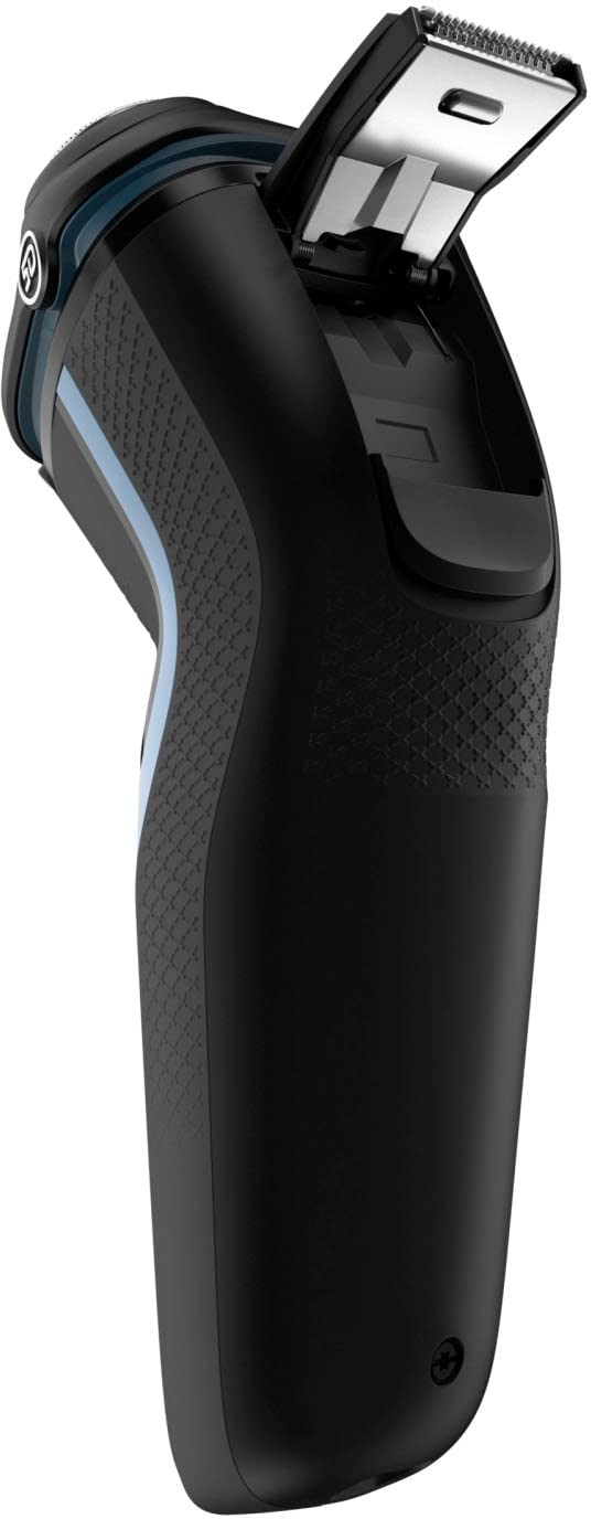 PHILIPS Norelco close-up of dual steel precision blades and Hydro SkinGlide coating for smoother gliding