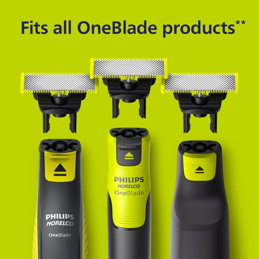 PHILIPS oneblade cutting edge detail showing fine teeth for fast trimming