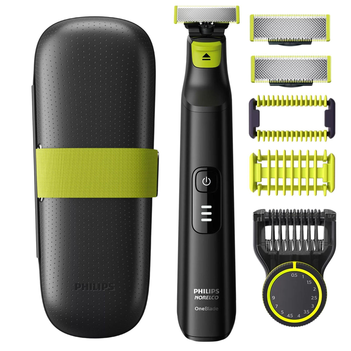 PHILIPS OneBlade Pro front packaging showing kit contents and benefits