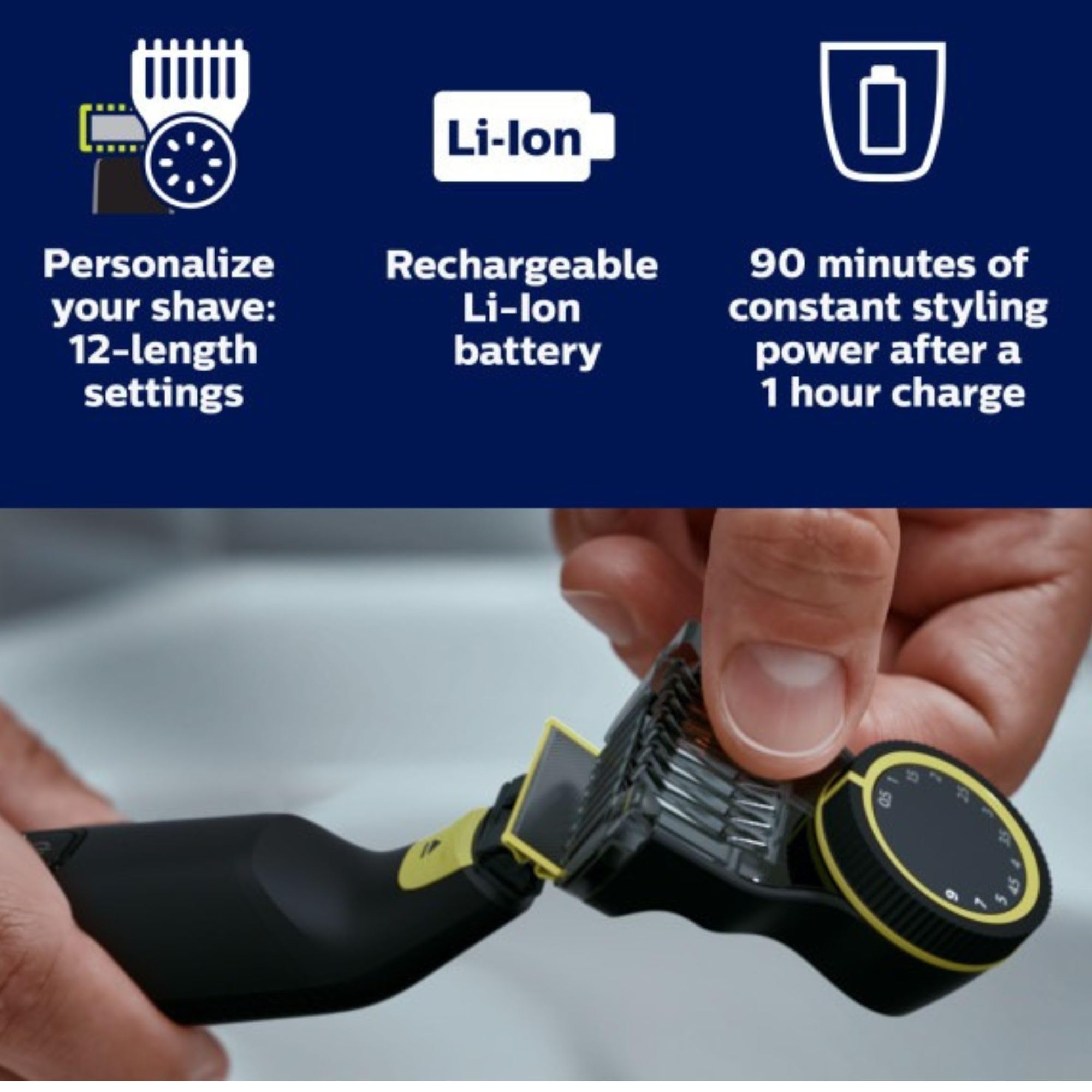 PHILIPS OneBlade Pro adjustable precision comb detail for consistent lengths