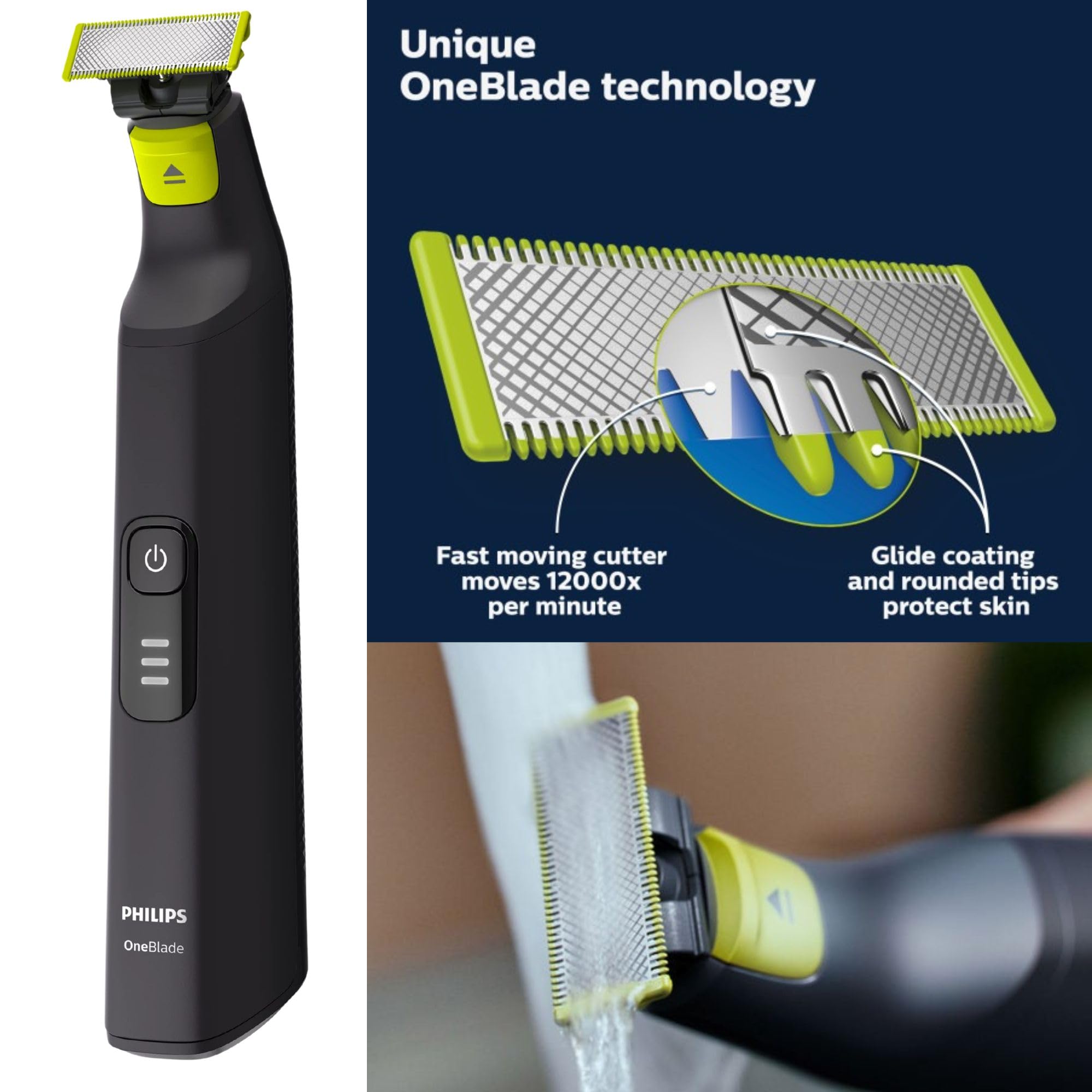 PHILIPS OneBlade Pro shown in hand to illustrate compact scale
