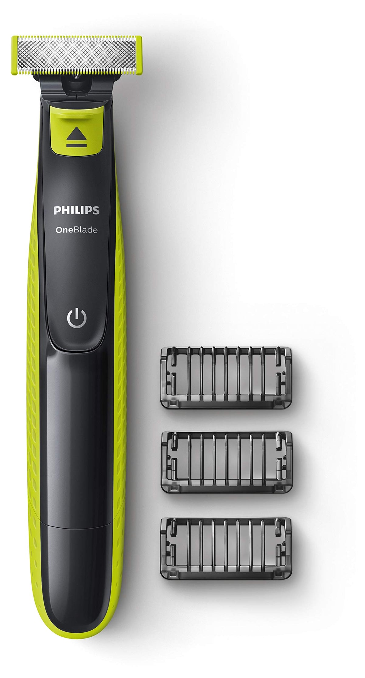 Philips OneBlade QP2520 front view showing compact body and blade for versatile grooming