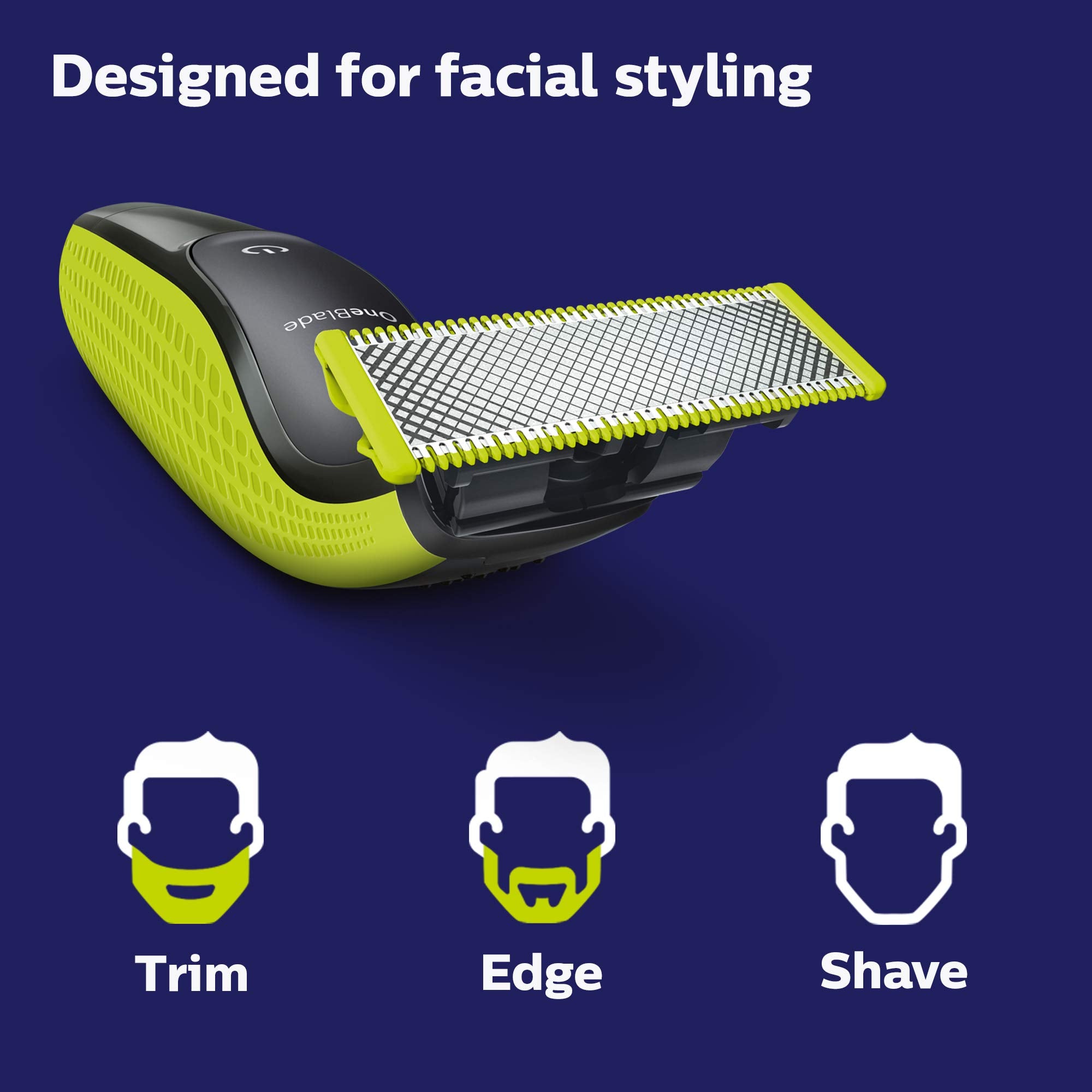 Philips OneBlade QP2520 with comb attachment illustrating length control for consistent trims