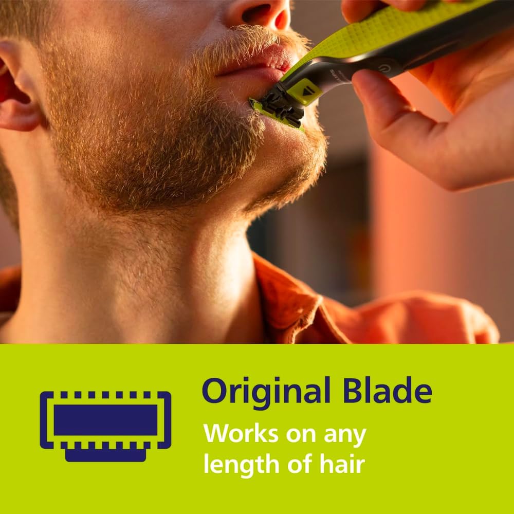 PHILIPS oneblade rounded tip close-up demonstrating skin-friendly design