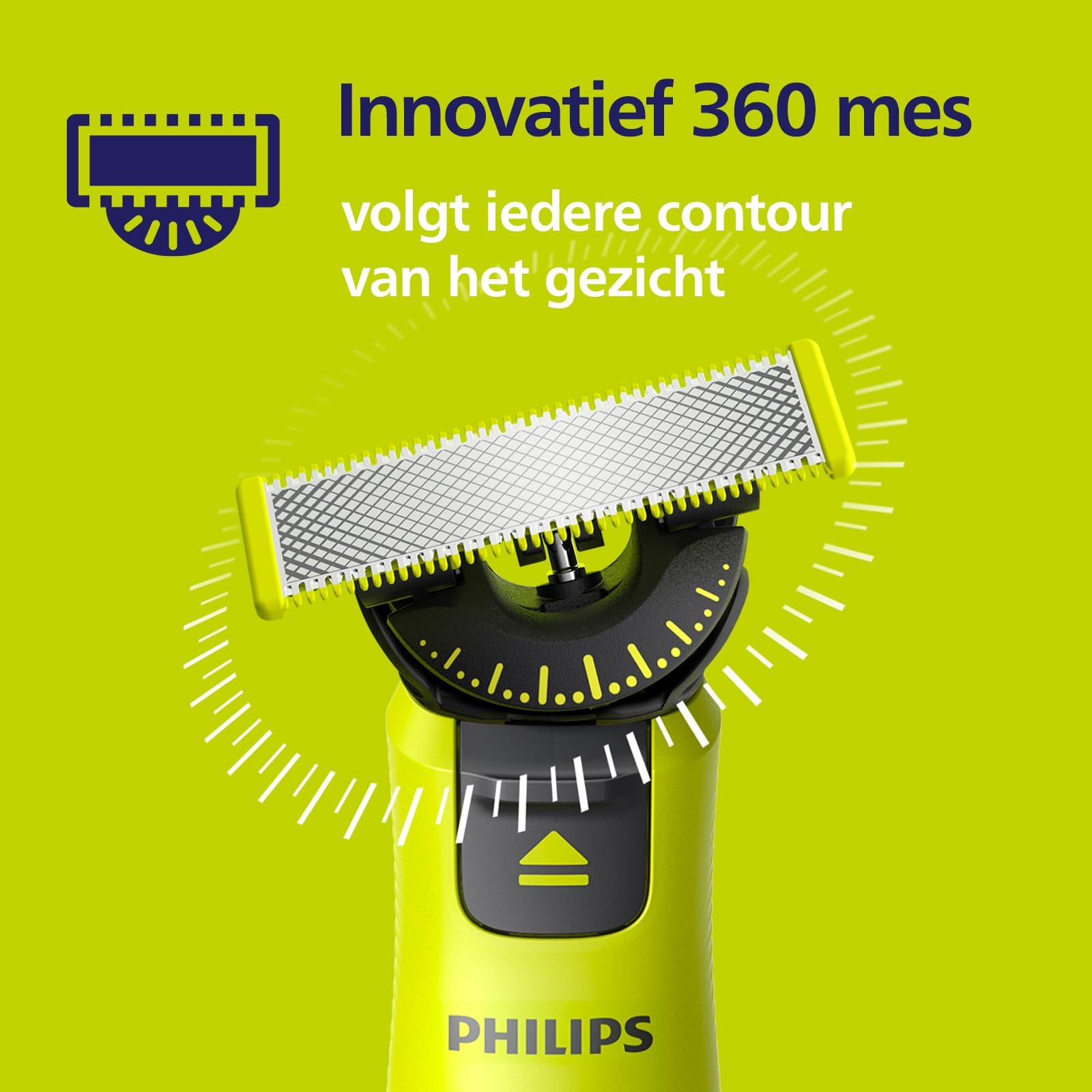 PHILIPS OneBlade three replacement blades lined up to show spare supply and longevity