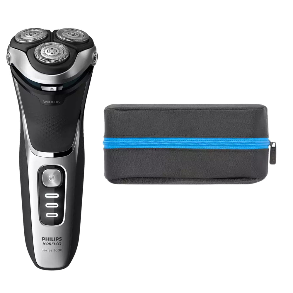 PHILIPS shaver front view showing ergonomic handle and design benefit quick grip