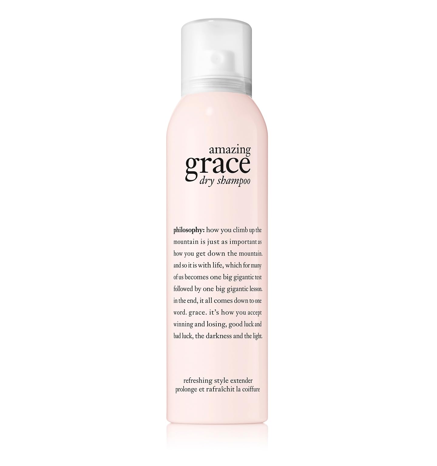 philosophy amazing grace dry shampoo front packaging shows bottle and floral scent for quick freshness
