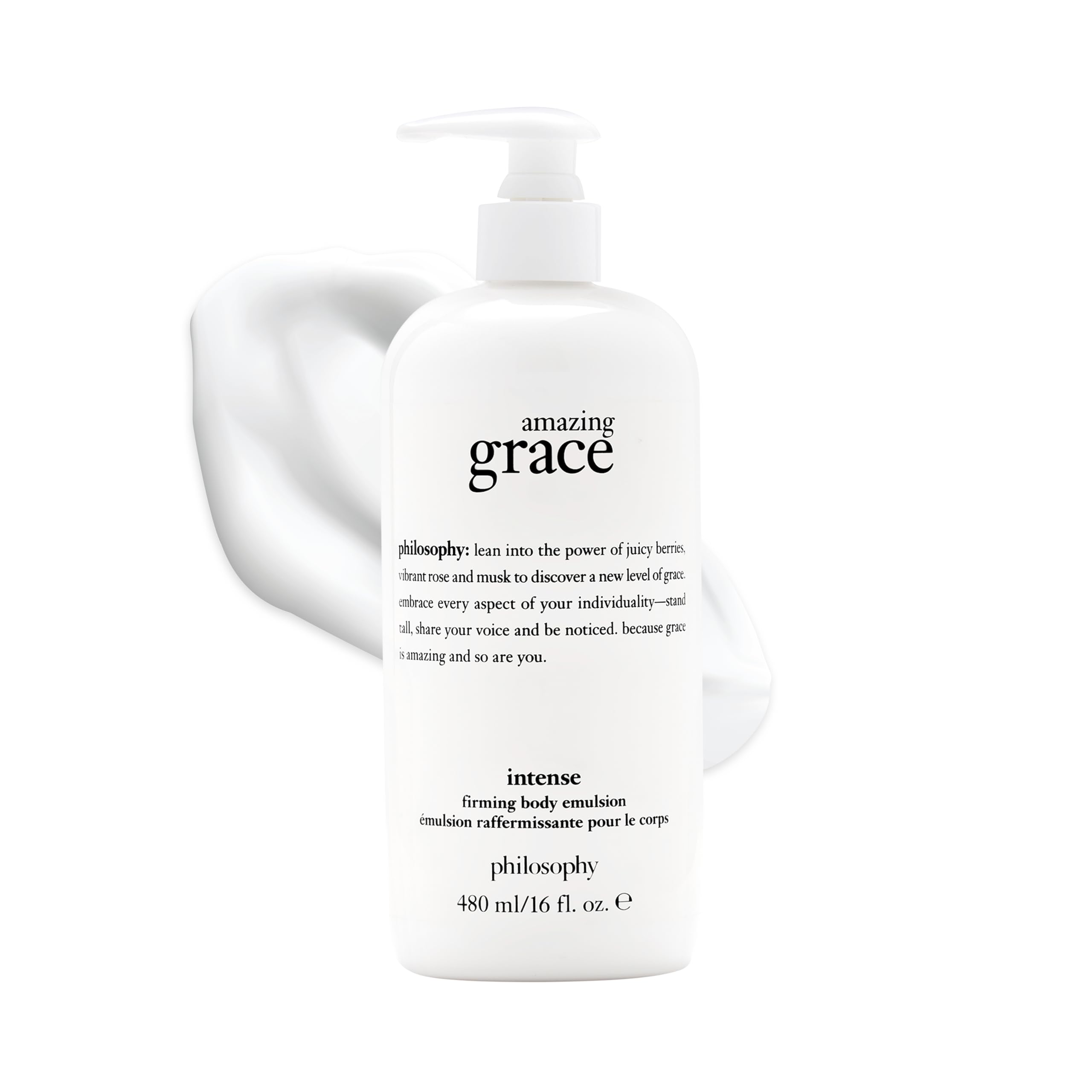 philosophy front bottle showing label and size, highlights moisturizing benefits